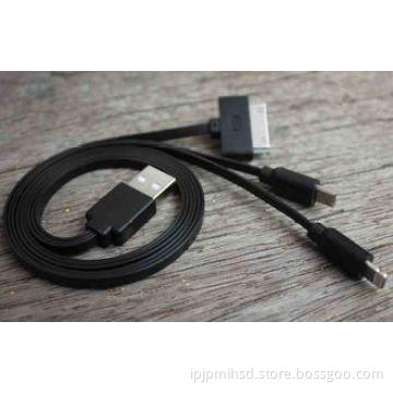 High Speed 3-in-1 IPhone USB Charger Cable Black with Apple